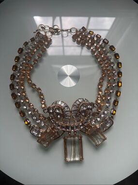Crystal Statement Necklace - Champagne and Clear Stones